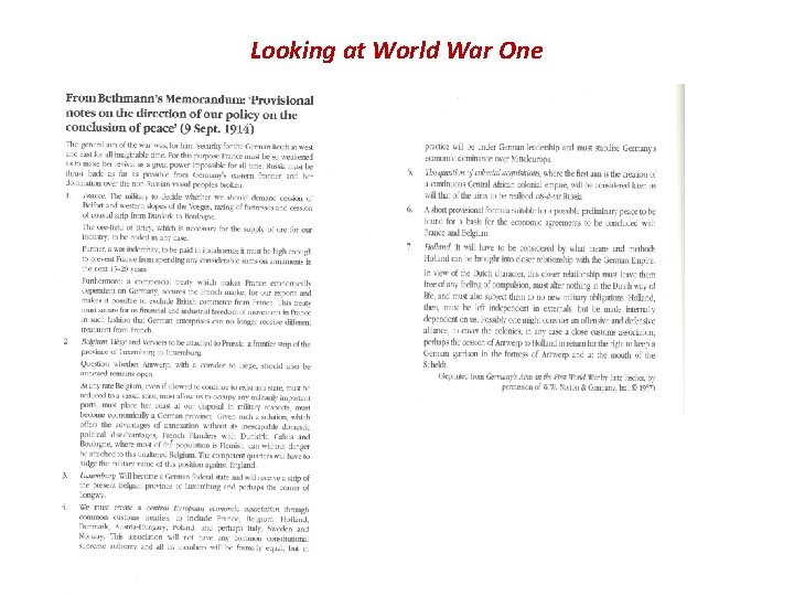 Looking at World War One Looking at World War One