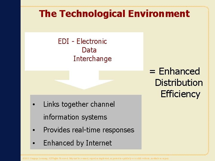 The Technological Environment EDI - Electronic Data Interchange = Enhanced Distribution Efficiency • Links