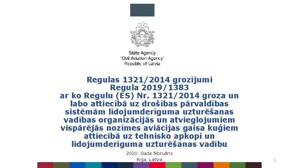 Regulas 1321/2014 grozījumi Regula 2019/1383 ar ko Regulu (ES) Nr. 1321/2014 groza un labo