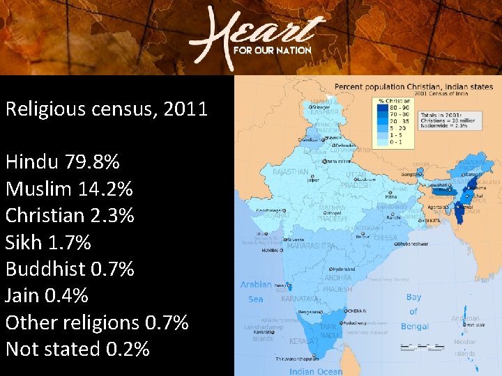 Religious census, 2011 Hindu 79. 8% Muslim 14. 2% Christian 2. 3% Sikh 1. Religious census, 2011 Hindu 79. 8% Muslim 14. 2% Christian 2. 3% Sikh 1.