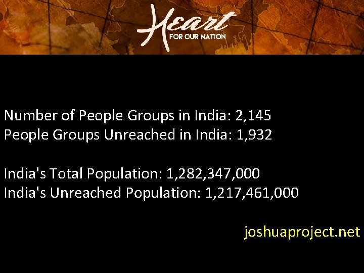 Number of People Groups in India: 2, 145 People Groups Unreached in India: 1, Number of People Groups in India: 2, 145 People Groups Unreached in India: 1,