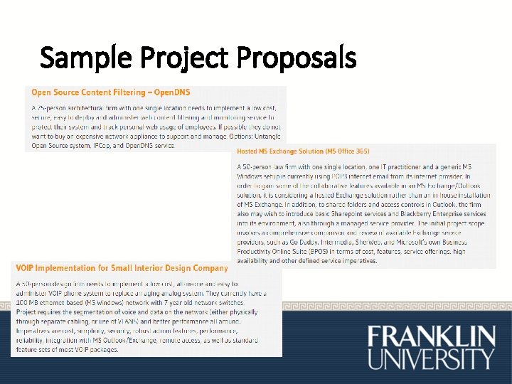 Sample Project Proposals 