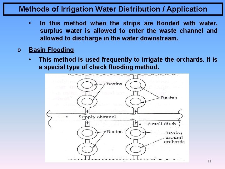 Methods of Irrigation Water Distribution / Application • o In this method when the