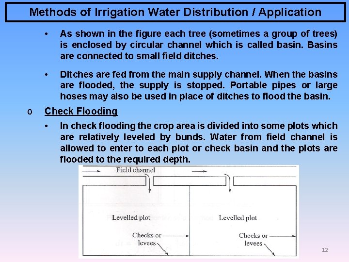 Methods of Irrigation Water Distribution / Application o • As shown in the figure