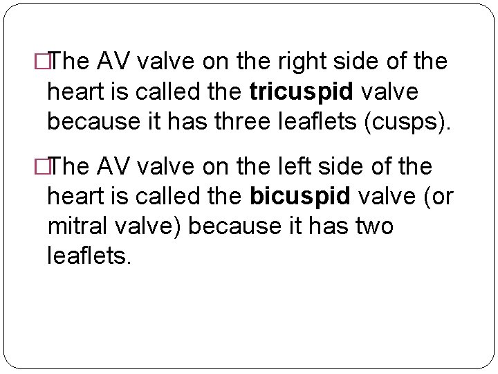 �The AV valve on the right side of the heart is called the tricuspid