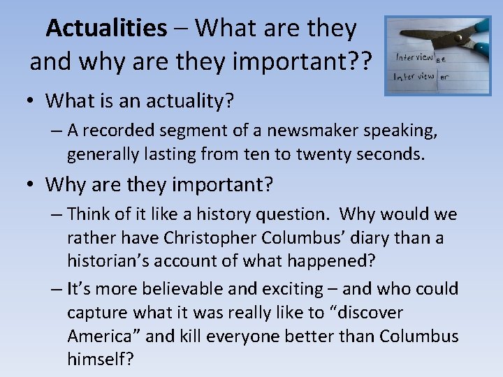 Broadcast Journalism Actualities Technology Wraparounds Leadins ...