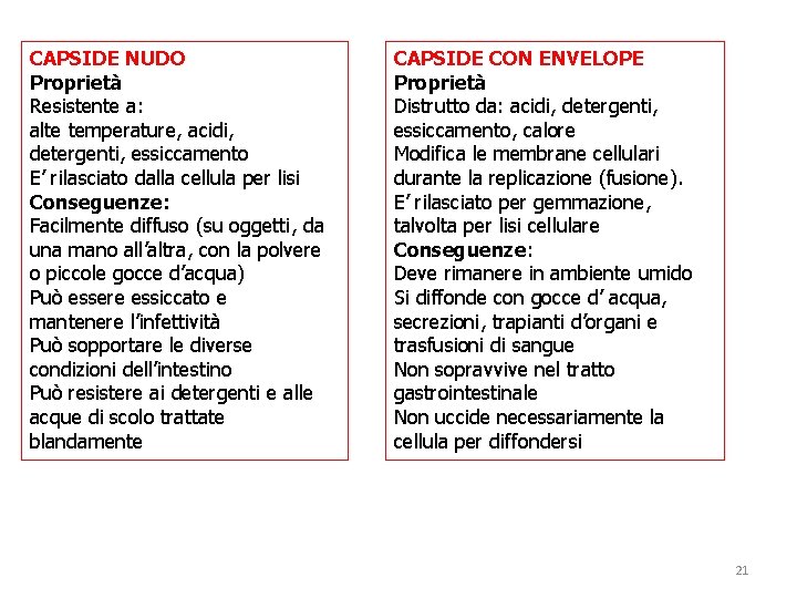 CAPSIDE NUDO Proprietà Resistente a: alte temperature, acidi, detergenti, essiccamento E’ rilasciato dalla cellula