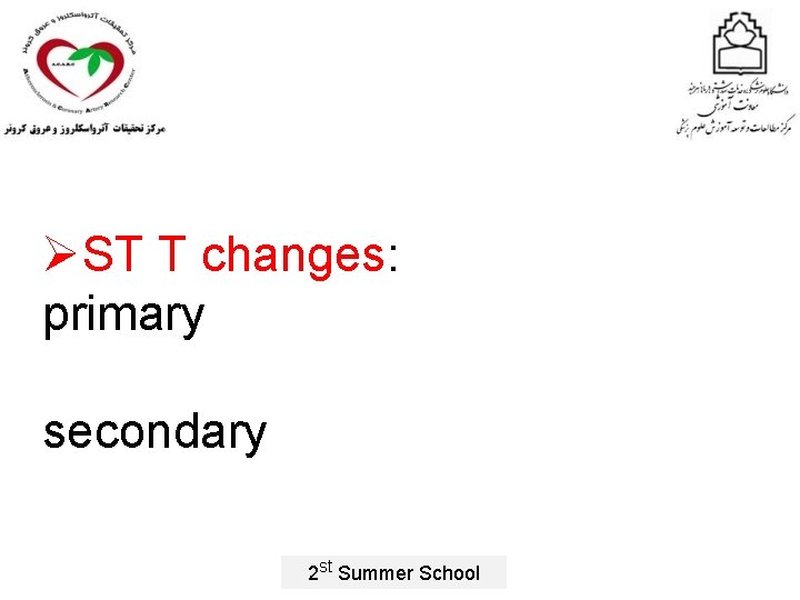 ØST T changes: primary secondary 2 st Summer School 