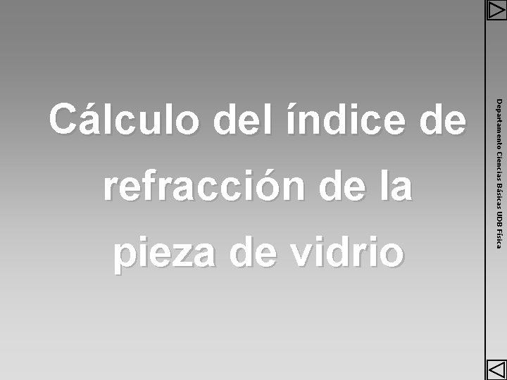 refracción de la pieza de vidrio Departamento Ciencias Básicas UDB Física Cálculo del índice