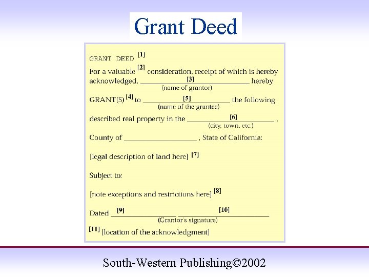 Grant Deed South-Western Publishing© 2002 