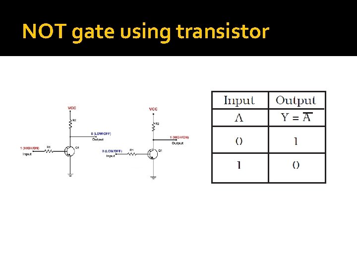 NOT gate using transistor 