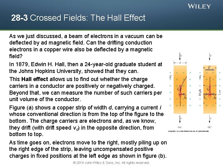 28 -3 Crossed Fields: The Hall Effect As we just discussed, a beam of