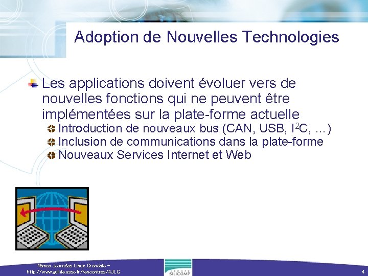 Adoption de Nouvelles Technologies Les applications doivent évoluer vers de nouvelles fonctions qui ne