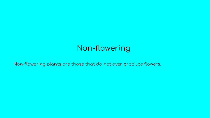 Non-flowering plants are those that do not ever produce flowers. 
