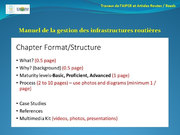 Travaux de l’AIPCR et Articles Routes / Roads Manuel de la gestion des infrastructures