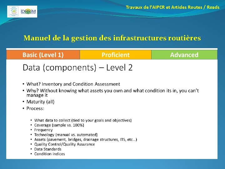 Travaux de l’AIPCR et Articles Routes / Roads Manuel de la gestion des infrastructures