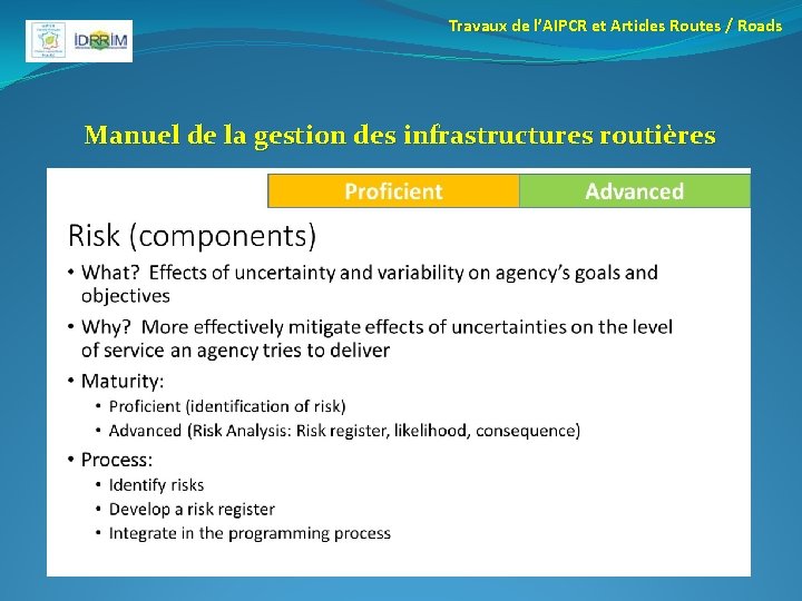 Travaux de l’AIPCR et Articles Routes / Roads Manuel de la gestion des infrastructures