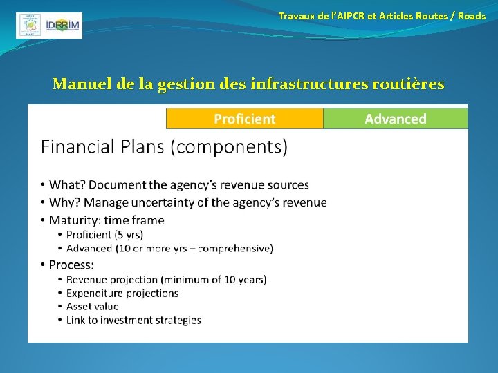 Travaux de l’AIPCR et Articles Routes / Roads Manuel de la gestion des infrastructures