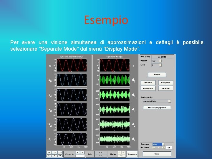 Esempio Per avere una visione simultanea di approssimazioni e dettagli è possibile selezionare “Separate