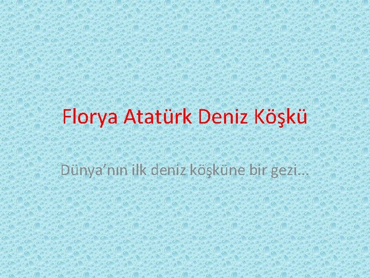 Florya Atatürk Deniz Köşkü Dünya’nın ilk deniz köşküne bir gezi. . . 