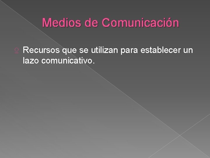 Medios de Comunicación ♀ Recursos que se utilizan para establecer un lazo comunicativo. 