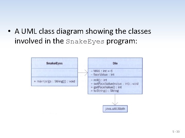 • A UML class diagram showing the classes involved in the Snake. Eyes • A UML class diagram showing the classes involved in the Snake. Eyes