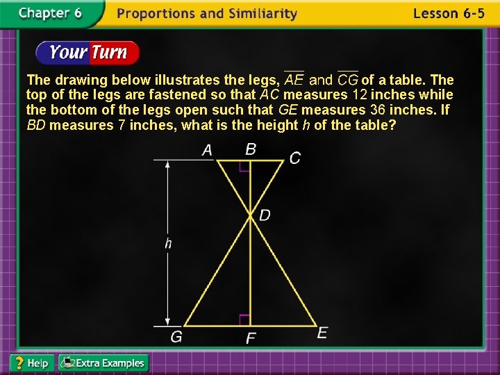 The drawing below illustrates the legs, of a table. The top of the legs