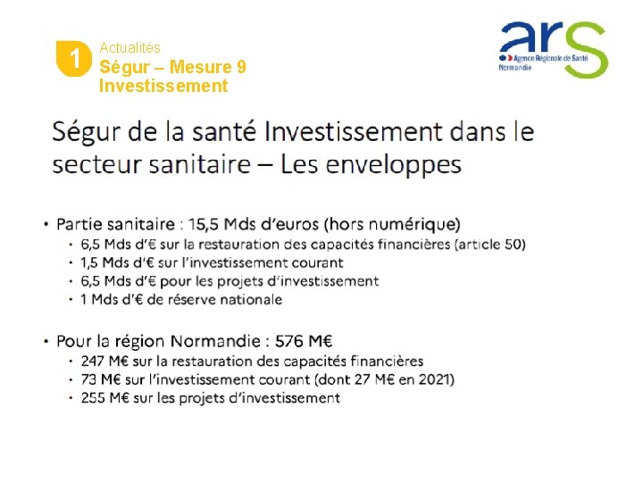 4 21 Actualités Ségur – Mesure 9 Investissement 