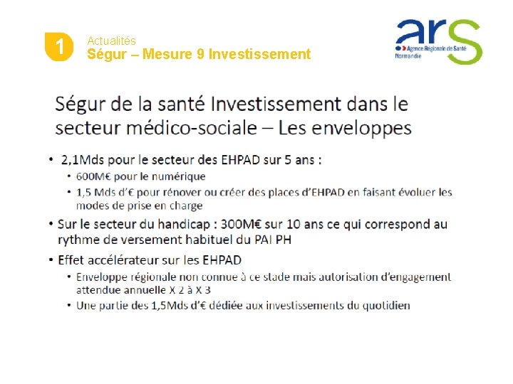 4 21 Actualités Ségur – Mesure 9 Investissement 