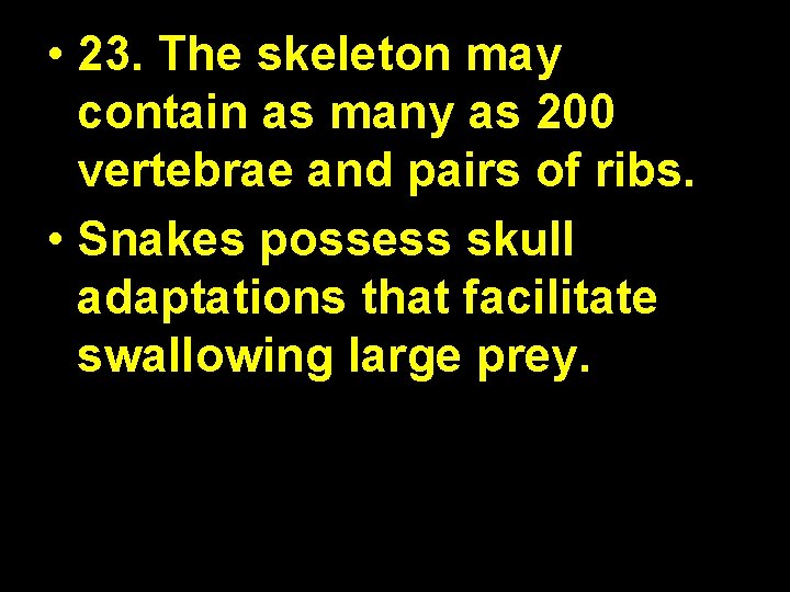  • 23. The skeleton may contain as many as 200 vertebrae and pairs