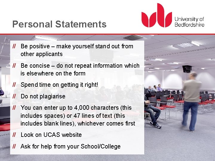 Personal Statements // Be positive – make yourself stand out from other applicants //