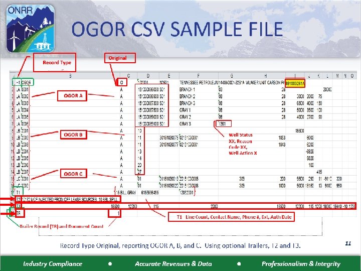 OGOR CSV SAMPLE FILE (4 of 4) 12 Industry Compliance Accurate Revenues & Data