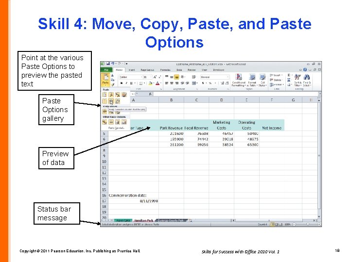 Skill 4: Move, Copy, Paste, and Paste Options Point at the various Paste Options