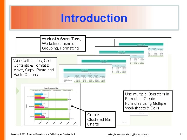 Introduction Work with Sheet Tabs, Worksheet Insertion, Grouping, Formatting Work with Dates, Cell Contents