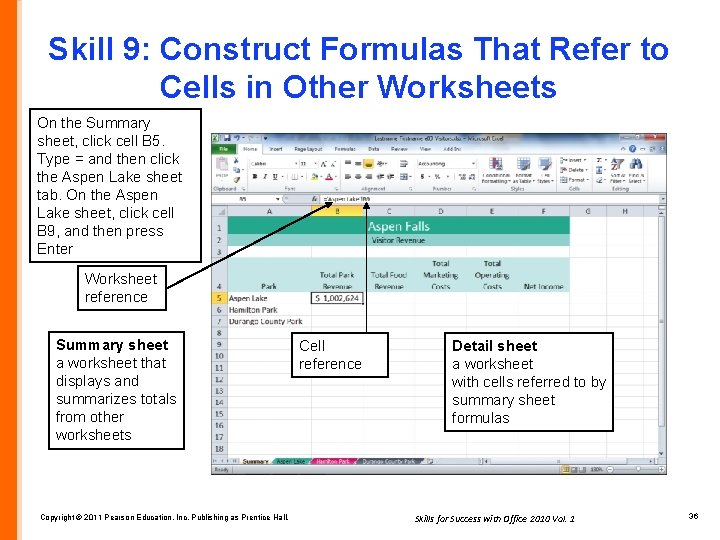 Skill 9: Construct Formulas That Refer to Cells in Other Worksheets On the Summary