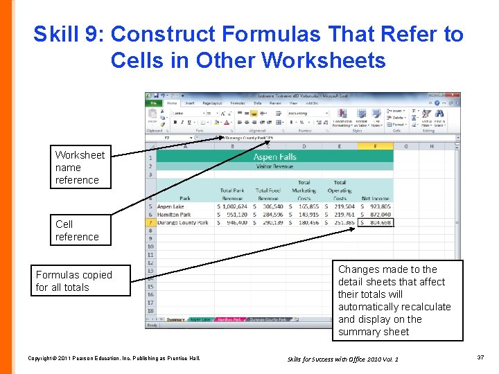 Skill 9: Construct Formulas That Refer to Cells in Other Worksheets Worksheet name reference