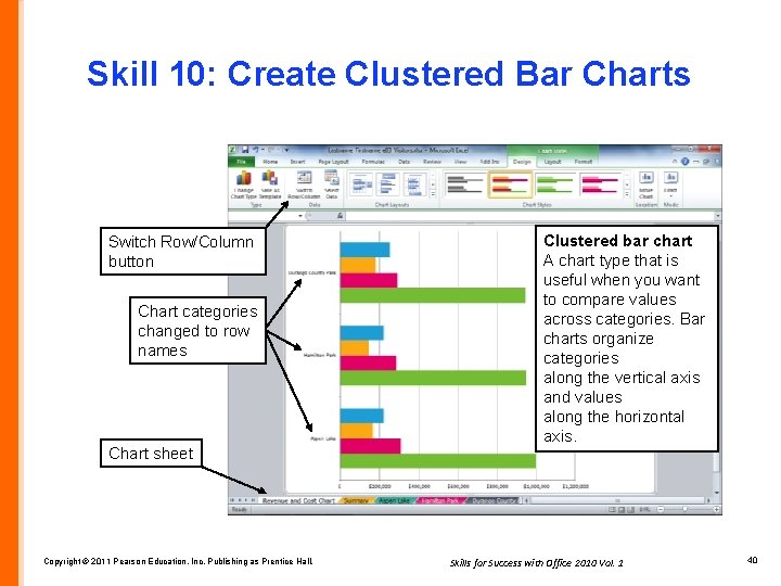 Skill 10: Create Clustered Bar Charts Switch Row/Column button Chart categories changed to row