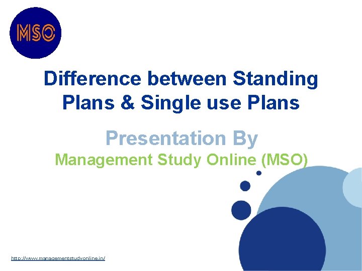 Difference between Standing Plans & Single use Plans Presentation By Management Study Online (MSO)