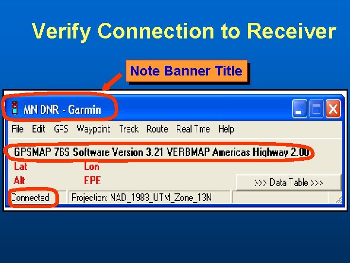 Verify Connection to Receiver Note Banner Title 