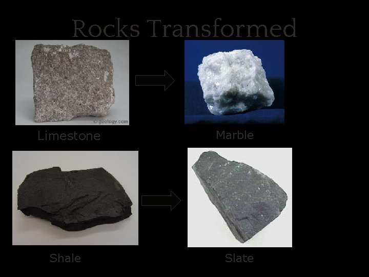 Rocks Transformed Limestone Shale Marble Slate 
