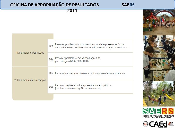 OFICINA DE APROPRIAÇÃO DE RESULTADOS 2011 SAERS 