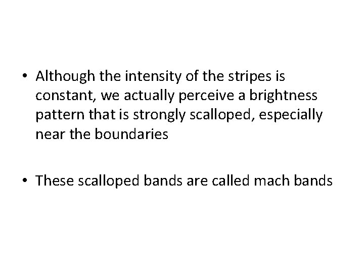  • Although the intensity of the stripes is constant, we actually perceive a
