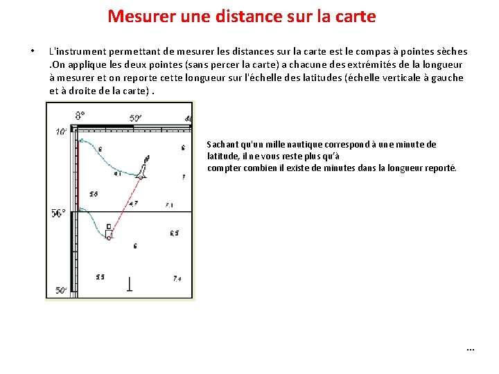 Mesurer une distance sur la carte • L'instrument permettant de mesurer les distances sur