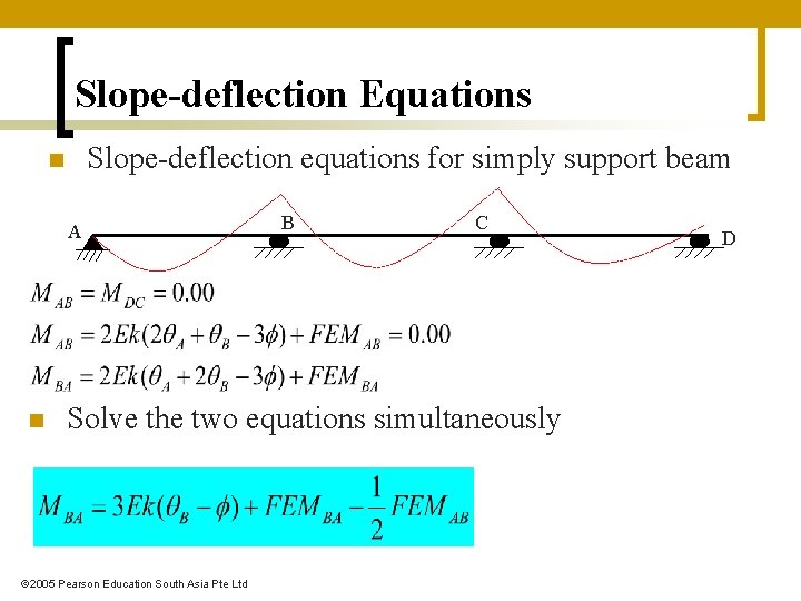 Slope-deflection Equations Slope-deflection equations for simply support beam n A n B C Solve Slope-deflection Equations Slope-deflection equations for simply support beam n A n B C Solve