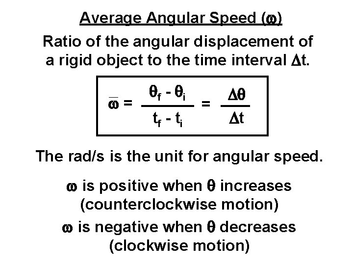 Angular Rotation Rate Rotational Motion and Angular Momentum Unit 6 Lesson
