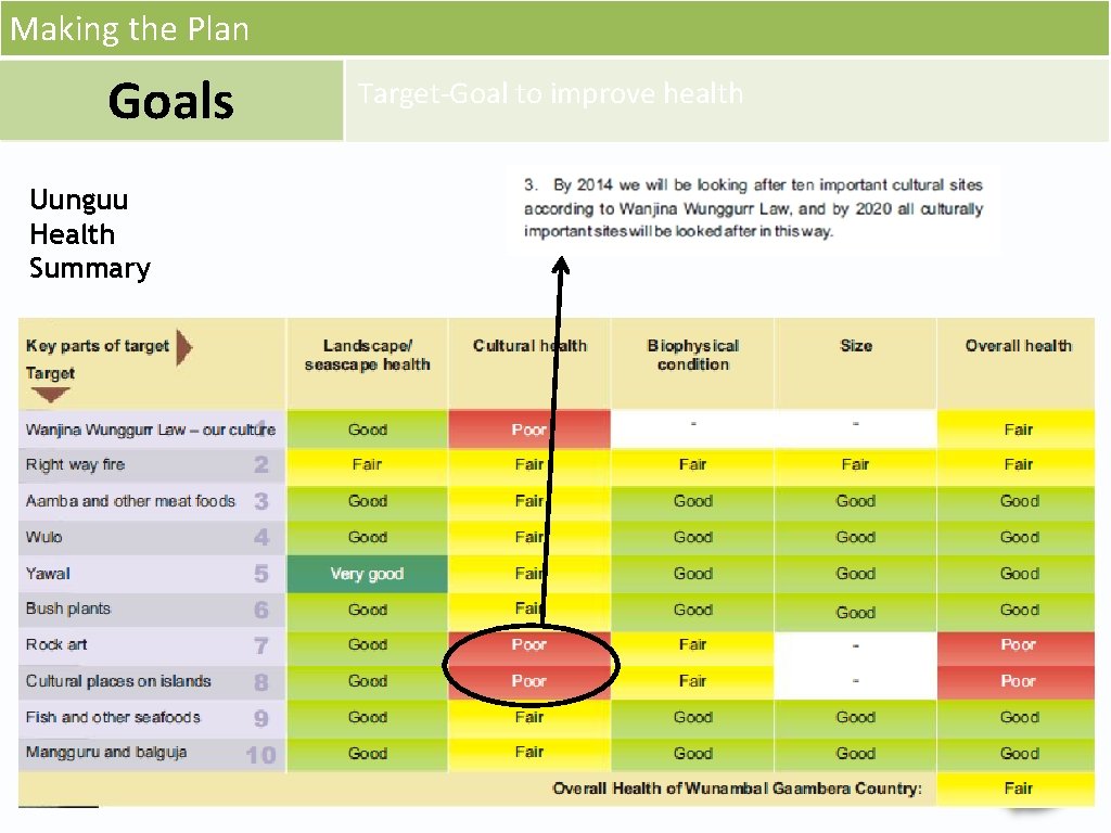 Making the Plan Goals Uunguu Health Summary Target-Goal to improve health 