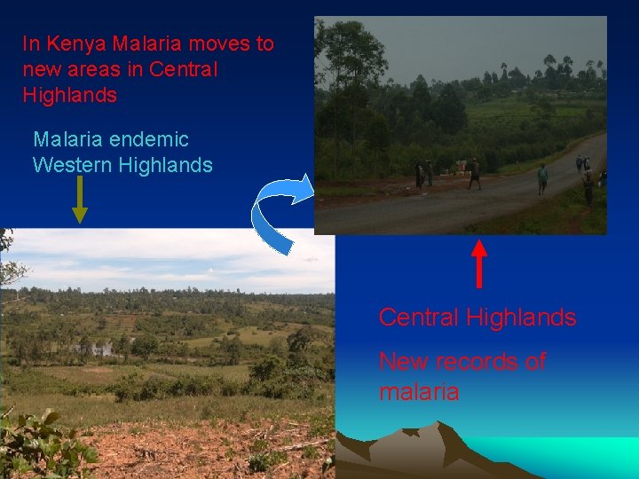 In Kenya Malaria moves to new areas in Central Highlands Malaria endemic Western Highlands