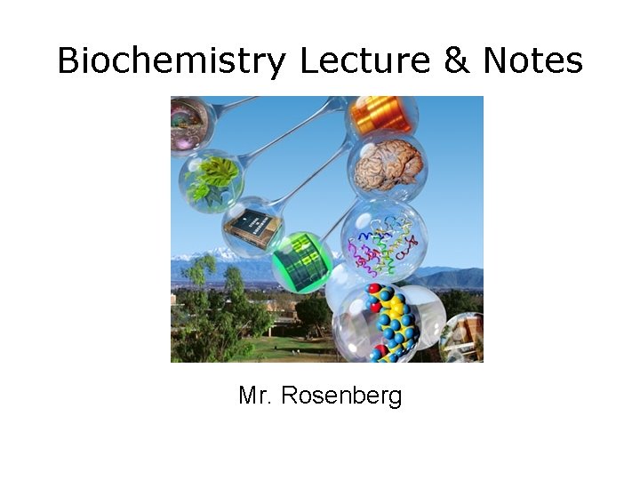 Biochemistry Lecture & Notes Mr. Rosenberg 