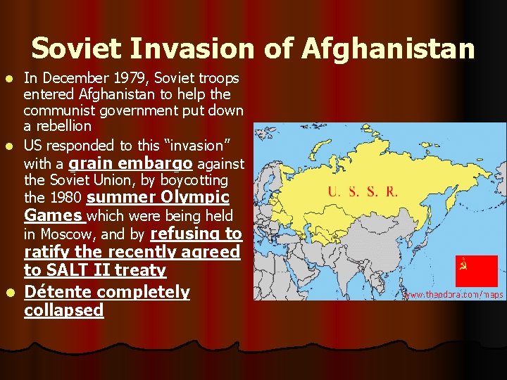 Soviet Invasion of Afghanistan In December 1979, Soviet troops entered Afghanistan to help the