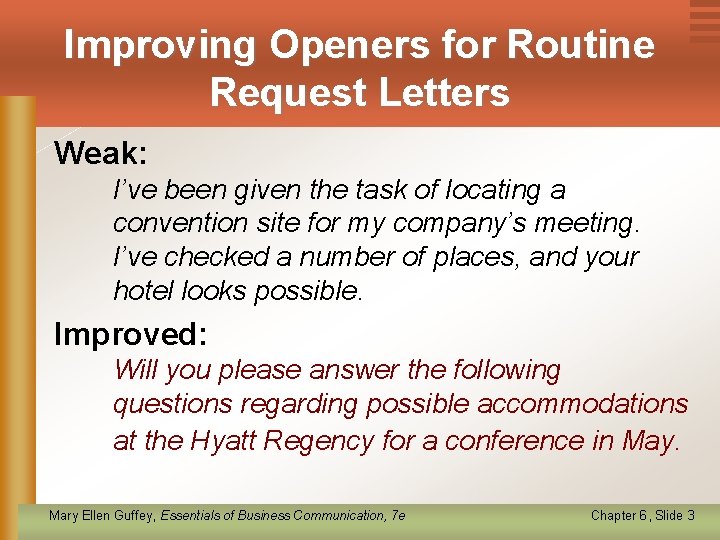 Improving Openers for Routine Request Letters Weak: I’ve been given the task of locating